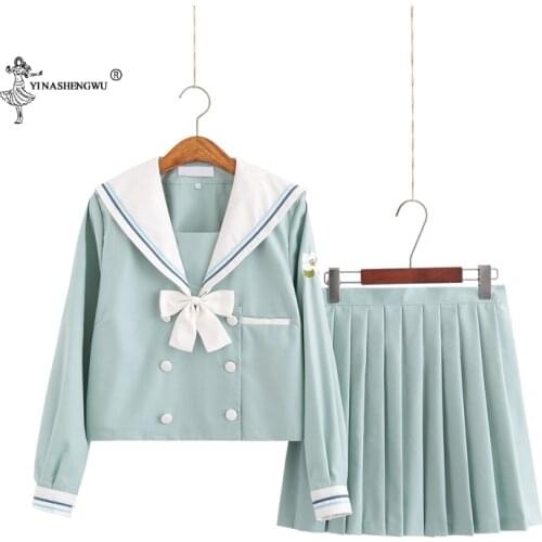 JK Uniforms Middle School Students Japanese Sailor Suit School Uniform Cosplay Student Jk Academy Students Mint Green Skirt Suit