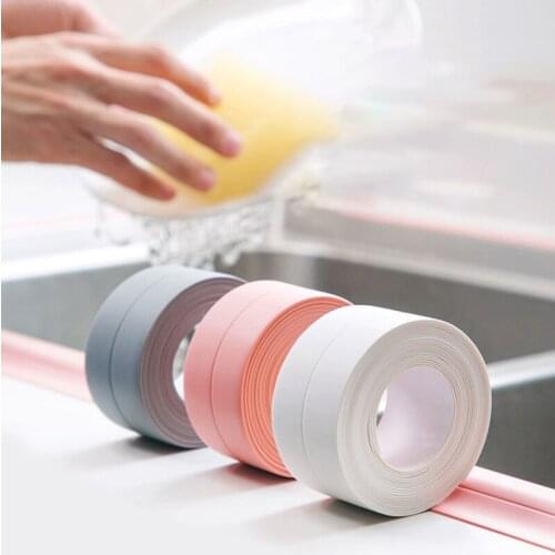 Kitchen Sink Waterproof Sticker PVC Sealing Strip Anti-mold Waterproof tape sink Toilet Gap Self-adhesive Seam Stickers Kitchen