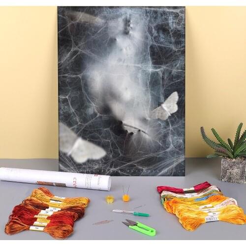 Woman Girl Printed Water-Soluble Canvas 11CT Cross-Stitch Patterns Embroidery DMC Threads Handiwork Knitting Decor