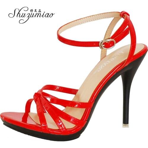 Shuzumiao Women Sandals Slippers Popular Fashion Women Mules sexy Female Shoes red High Heels 11cm Slipper Stilettos Slippers
