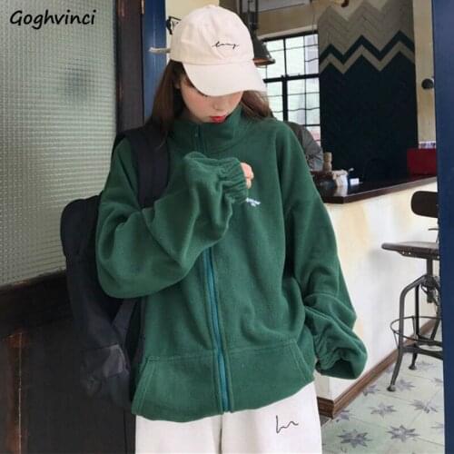 Jackets Womens Outwear Velvet Thickening Oversize Bf Harajuku Vintage Korean Style Casual Coats Female Students Streetwear Daily