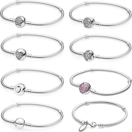 2020 NEW 100% 925 Sterling Silver Moments Snowflake Charm Bracelet With Lobster Clasp Fit Women Original Fashion Jewelry Gift