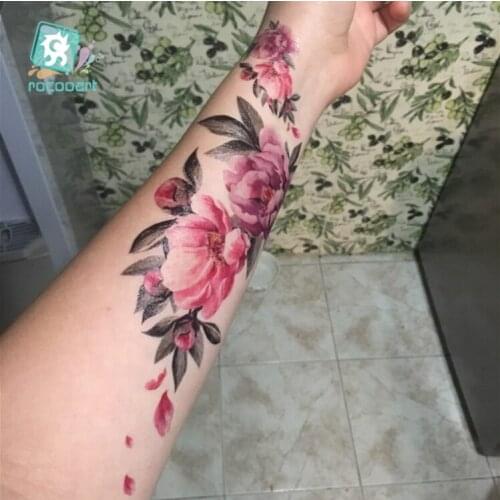 1 Sheet Rocooart Beauty Flower Fake Taty Temporary Tattoo Sticker for Female on Arm Back Waterproof Taty Sticker