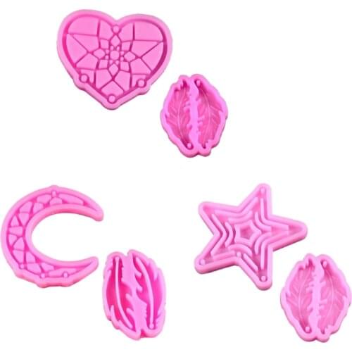 1 Set Dream Catcher Mold Silicone Mold Feather Earrings Keychain Silicone Mould DIY Crafts Jewelry Car Pendant Decorations