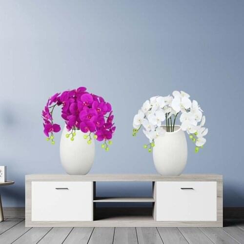 1Pc PU Waterproof Artificial Butterfly Orchid Bunch Moth Phalaenopsis Easy Clean Fake Flower DIY Wedding Home Party Garden Decor