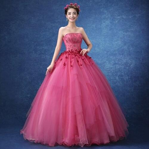 100%real hot pink flower lace beading ball gown medieval dress Renaissance Gown princess Victorian/Marie Antoinette