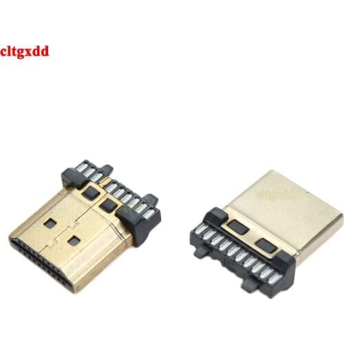 2-5pcs 19 Pin HDMI-compatible Male Plug Connector Gold-plating HDMI Sockect Repair Replacement Soldering A Type