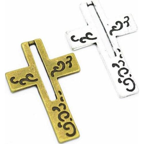 20pcs/lot Antique Silver / Antique Bronze Plated Alloy Crosses Charm Pendant Handmade Hanging Crafts 45x29mm