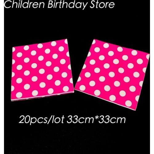 20pcs/pack rose polka dots theme disposable napkins dots theme birthday party decorations rose dots towels paper napkins