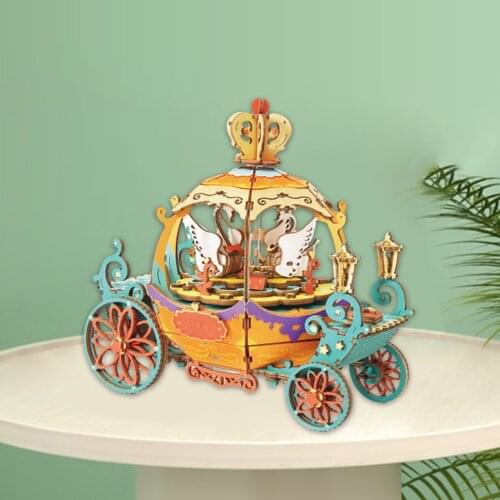 3D Wooden Puzzle Hand Crank Music Box Toys-DIY Wood Crafts Kit-Creative Gift for Boys Girls Adults