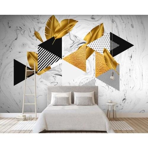 Custom 3D Papel de pared , geometric triangle leaf mural for living room bedroom sofa background home decoration wallpaper