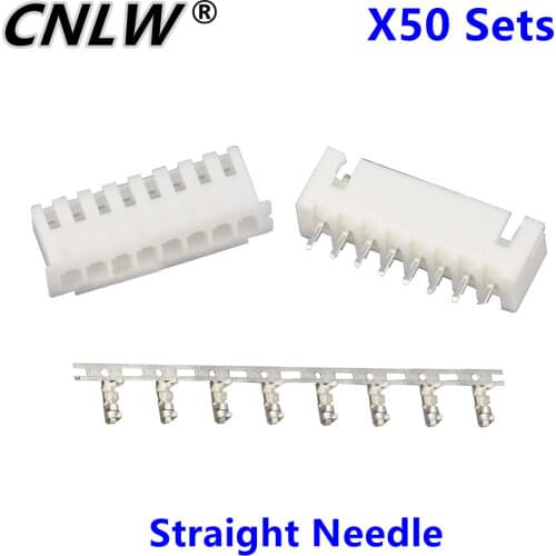 50 Sets/Kit XH2.54-8P 8 Pin Straight Needle Spacing 2.54mm Connectors Male and Female Plug + Terminals