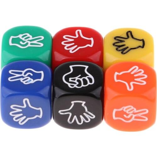 6 Pieces Rock Paper Scissors Dice Six Color Finger-Guessing Game Dice for Kids