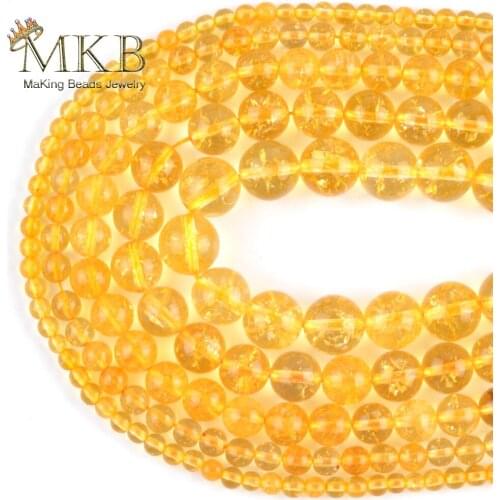 Natural Citrines Stone Loose Beads For Jewelry Making 4/6/8/10//12mm Round Beads DIY Bracelet Necklace Jewellery Wholesale 15"