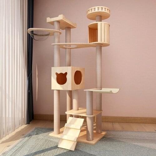Solid Wood Cat Climbing Frame Cat Litter Space Capsule Large Cat Frame Cat Jumping Platform Cat Villa