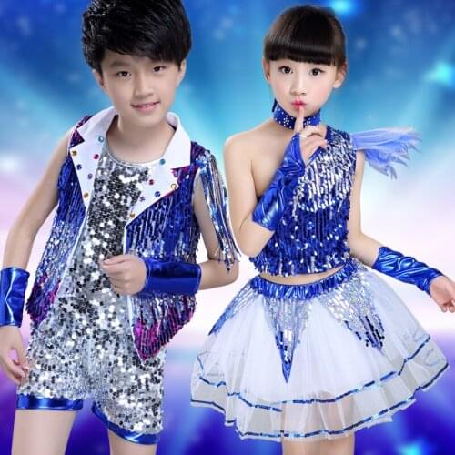Childrens Costumes Girls Dance Performance Costumes Childrens Lala Sports Boys Sequins Jazz Dance Costumes Summer