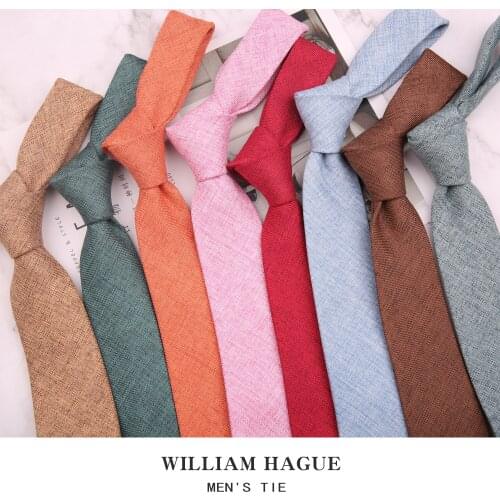 Boys and Girls Linen Tie 6cm Narrow Version Khaki Pink Korean Casual Pure Color Small Fresh Art Clothing Accessories