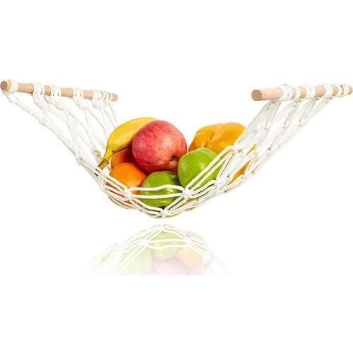 Vegetable Fruit Hammock Under Cabine Hanging Fruit Basket Durable Storage Mesh Bag For Kitchen Sundries Storage With Hook