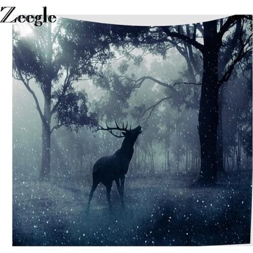 Zeegle Forest Deer Printed Tapestry For Living Room Wall Decor Sofa Chair Cover Fashion Beach Towel Bedspread Art 2 Size