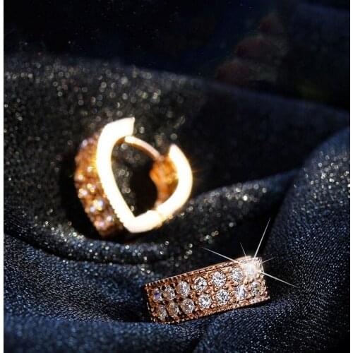 Hot Sale heart Silver Plated Hoop Earrings Crystal Circle Mosaic Full Cubic Zirconia Female Silver Jewelry Ear Buckle