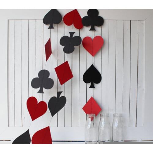 Playing Card Paper Garland Alice in Wonderland - Casino Night - Poker Night - Diamonds Hearts Clubs Spades Photo Backdrop