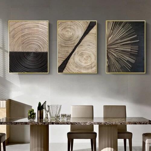 Tree Ring Texture Abstract Circle Canvas Painting Nordic Simple Style Indoor Home Decoration Art Wall Painting(No Frame)