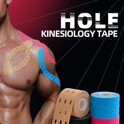 5cm*5m Hole Kinesiology Athletic Tape Recovery Sports Self Adhesive Bandage Gym Fitness Medical Muscle Pain Relief Knee Pads