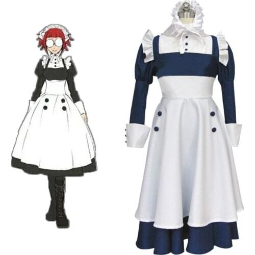 Anime Black Butler Maid Mey Rin Maid Costume Woman Cosplay Costume Dress + Apron + Accessory+Wig Sets