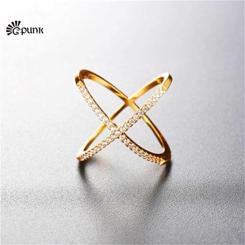 X ring cross ring with box simple design AAA+ cubic zirconia finger rings R2561G
