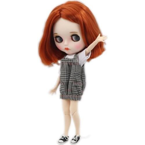 ICY DBS Blyth doll white skin joint body Reddish Brown hair new matte face with eyebrows Lip gloss BL232