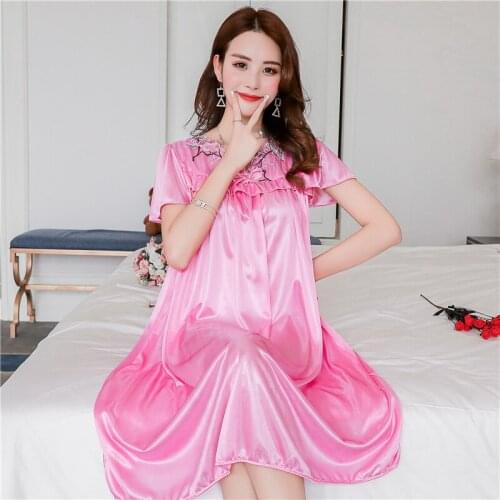 Fashion Sexy Silk Nightgowns Women Spaghetti Strap Sleepshirts Ladies Home Clothes Sleepwear Night Dress Womens Nightshirts