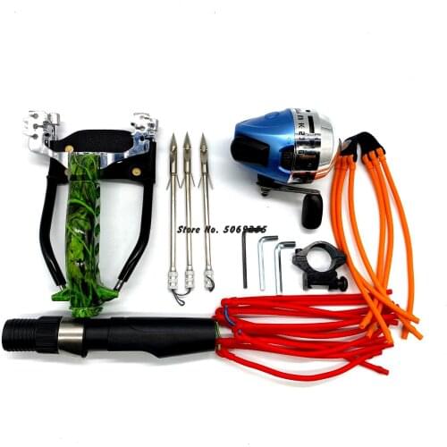 Hunting Fishing Slingshot Shooting Catapult Bow with Fishing Reel Sling Shot Catapult Crossbow Bolt Shooting Fish 2020 New