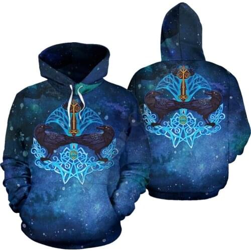Viking Crow And Key 3D All Over Printed Hoodies Fashion Pullover Men For Women Sweatshirts Sweater Cosplay Costumes