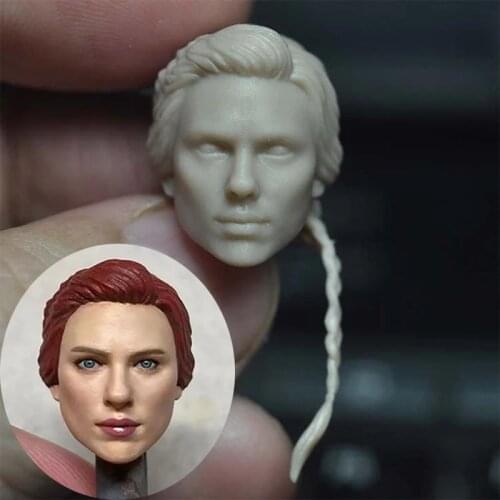 Unpainted 1/12 Scarlett Johansson Head Sculpt Carving Model For 6'' Inch Female Action Figure Body Diy
