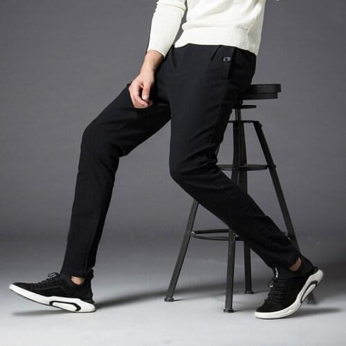 MRMT 2021 Brand New Autumn Mens Trousers Leisure Elastic Small Feet Pants for Male Cotton Solid Color Trousers