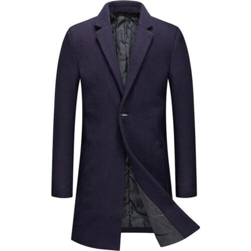 New Fashion Men Woolen Coat Winter Thick Warm Jackets Anti Wrinkle Men Wool Blends Coat Single Button Long Trench Coat