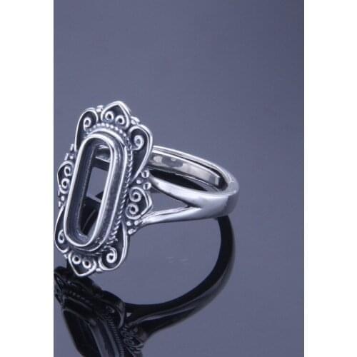 4*13mm 925 STERLING SILVER mens Semi Mount Bases Blanks base blank Pad VINTAGE ring ring Setting set jewelry gift A1268