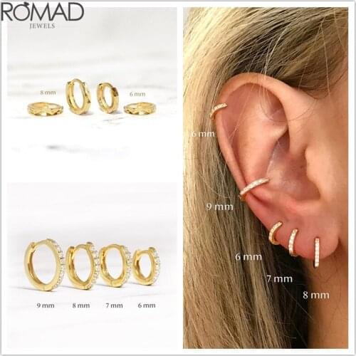 Romad 6/7/8/9mm S925 Sterling Silver Round Circel Earrings Personalized Micro-Set Zircon Earring Jewelry For Women Girls Gifts