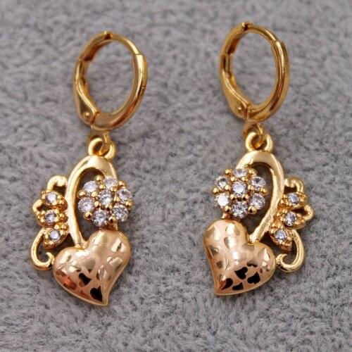 Fashion Gold dangle drop earring Gold Earrings for Womens earrings heart dangle Earring Jewelry for Party Wedding Gift