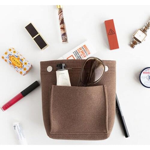 Chic Felt Fabric Storage Bag Travel Portable Cosmetic Organizer Bags Simple Liner Pouch Sundries Finishing Tote