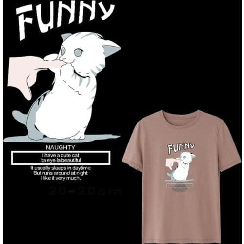 Funny Cat Animal Patches For Clothes Heat Transfers DIY Apparel Accessory Badge Ironing Animal Sticker Washable Appliques