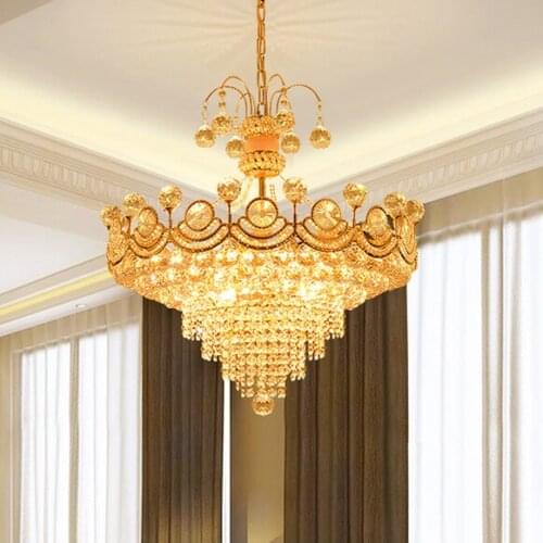 Modern Gold Crystal Chandelier Lights Fixture LED Light European Classic Crystal Chandeliers Restaurant Living Dining Room Lampa