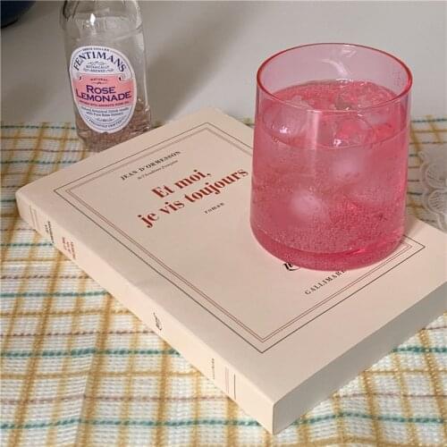 Super beautiful fantasy pink fairy special texture glass Korean style girly cute glass juice glass milk coffee cup