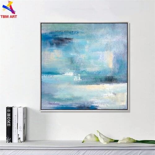 Textured Blue Picture Hand painted Modern Abstract Oil Paintings on Canvas for Living Room Home Decoration Wall Art Gift A013