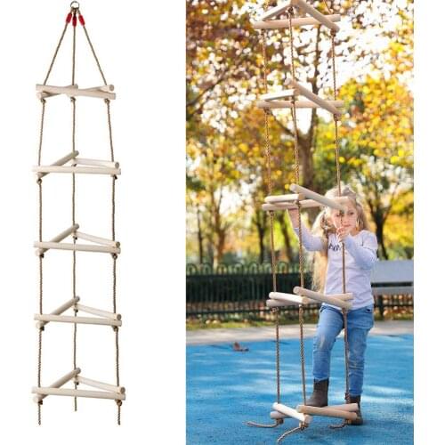 Climbing Rope Ladder Swing Triangle Wooden Climbing Ladder 5 Steps Garden Toy Outdoor Sports Facilities for Children