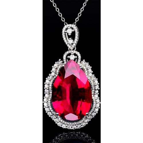 New Luxury S925 Jewelry With Large Teardrop Zircon Europe America Fashion Pendant Necklace For Women Wedding Party Free Delivery