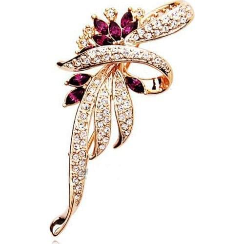 1 Pcs Crystal Flower Brooch Pin Fashion Rhinestone Jewelry Female Wedding Pins Large Brooches For Women