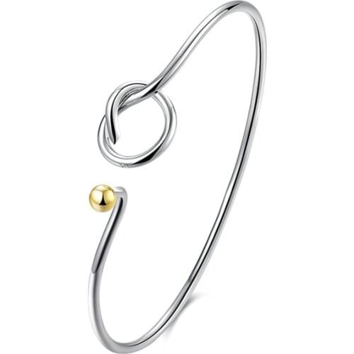 BABYLLNT 925 silver Cuff Twine Bangles Bracelets For Women Beads Opening Simple Jewelry Christmas Gift