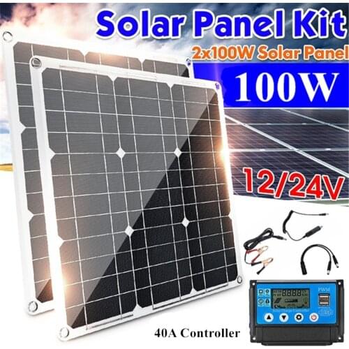 100W Solar Panel with 40A Controller 18V Power Bank Board Portable Battery Charger For Mobile Phone Car Yacht RV Lights Charging