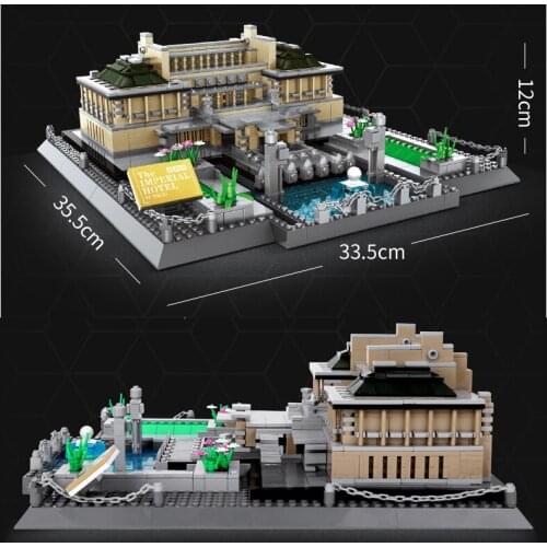 1373 pcs City Architecture The Imperial Hotel Of Tokyo Model Building Blocks Bricks Street View Construction Toys For Children